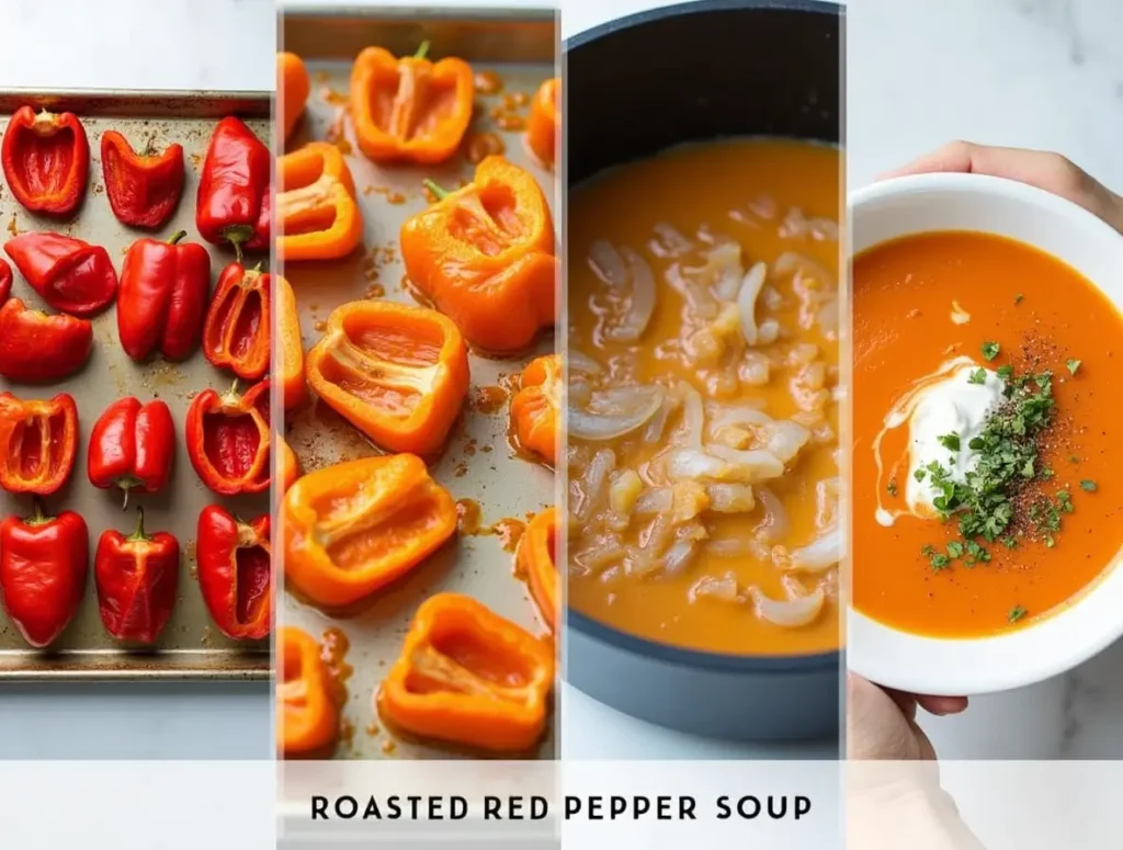 Roasted red pepper soup step-by-step process