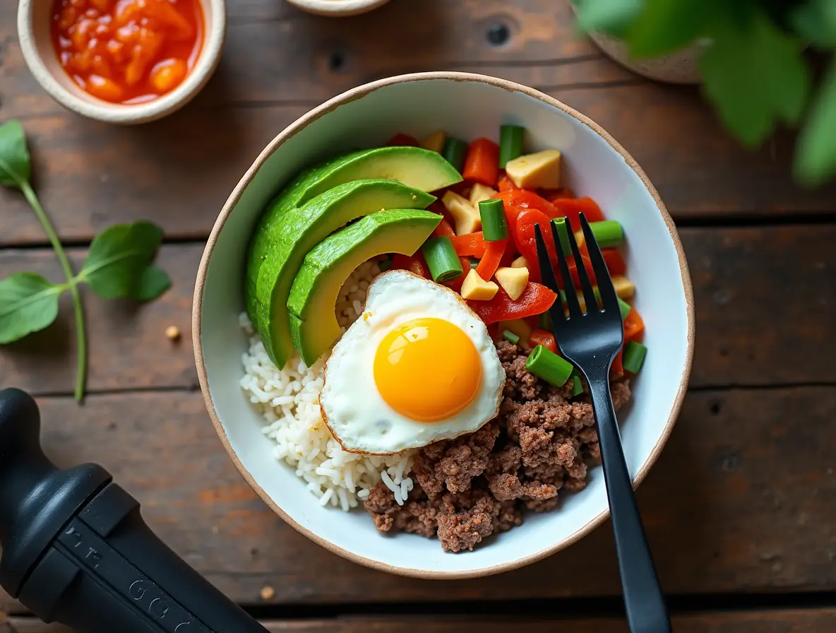 High-protein ground beef bowl