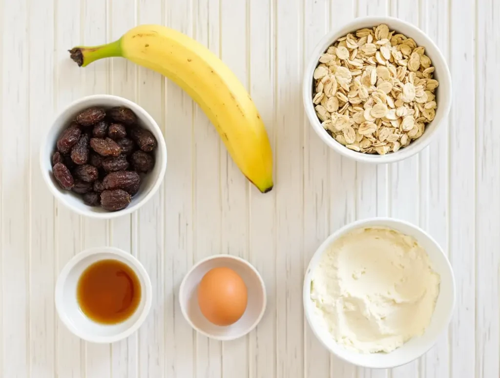 Ingredients for oatmeal raisin cookies